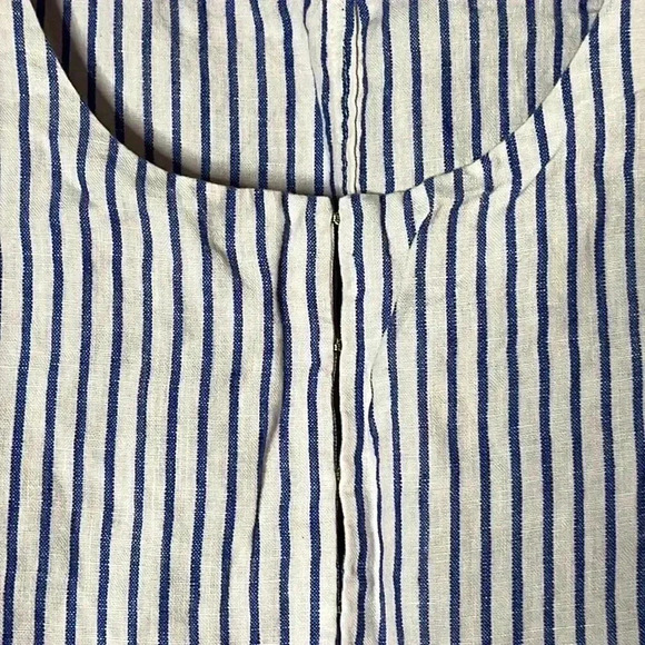 Madewell Linen Scoopneck Cropped Tank Vest Bluestone Striped Nautical Size 4 - Picture 3 of 7